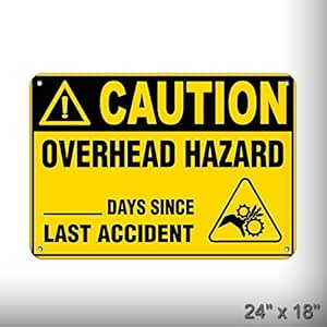 New Placa metálica de Aluminio con Texto en inglés Caution Overhead