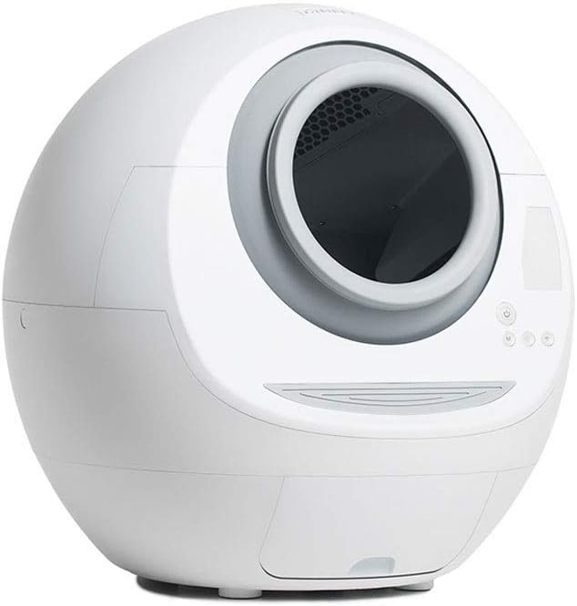 KOIUJ Automatic Self Cleaning Hooded Cat Litter Box Includes Trays，Fully Enclosed Cat Electric Toilet (color: White)