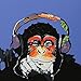 Muzagroo Art Monkey Oil Painting Hand Painted on Canvas Wall Art for Living Room Funny Animals Wall Decor Monkey with Headphone Canvas Art for Boys Room Decor (24x24in)