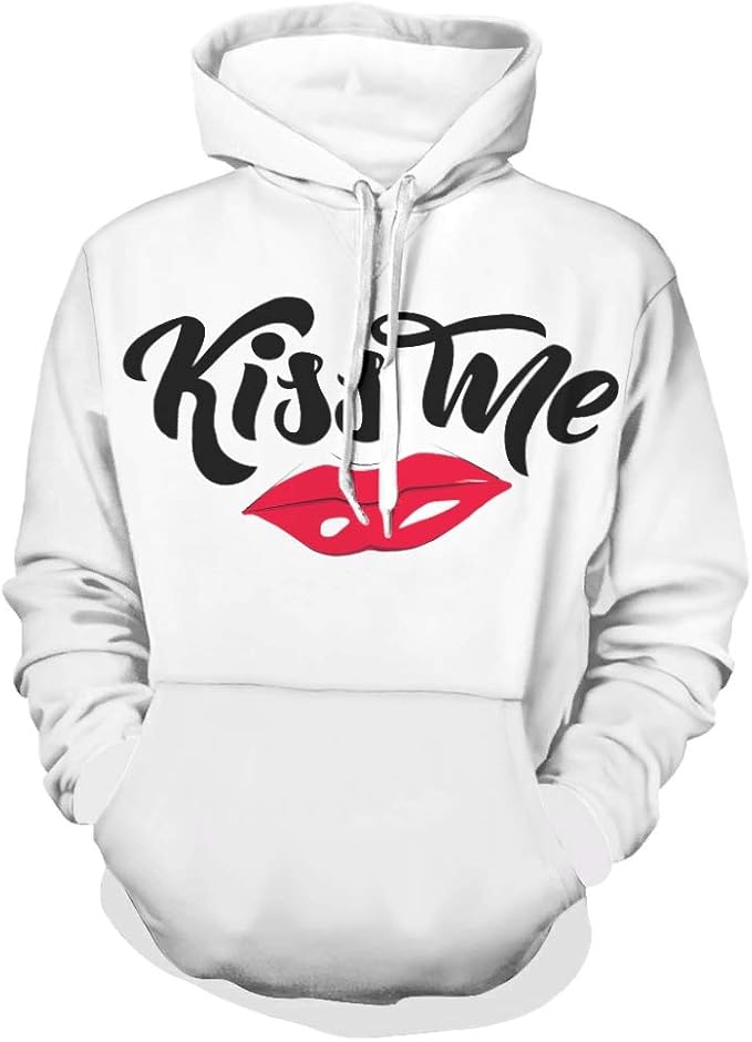 Fashsignop Hoodie Kiss Me Lip Valentine's Day Pullover Hooded