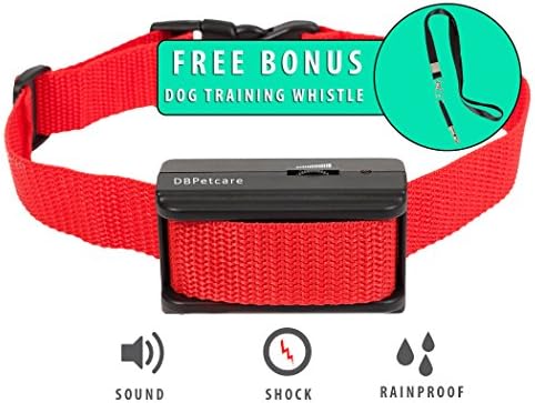 Dog No Bark Shock Collar Stops Barking Fast. Fully Waterproof ! DBPetcare. Includes FREE BONUS Dog Training Whistle.