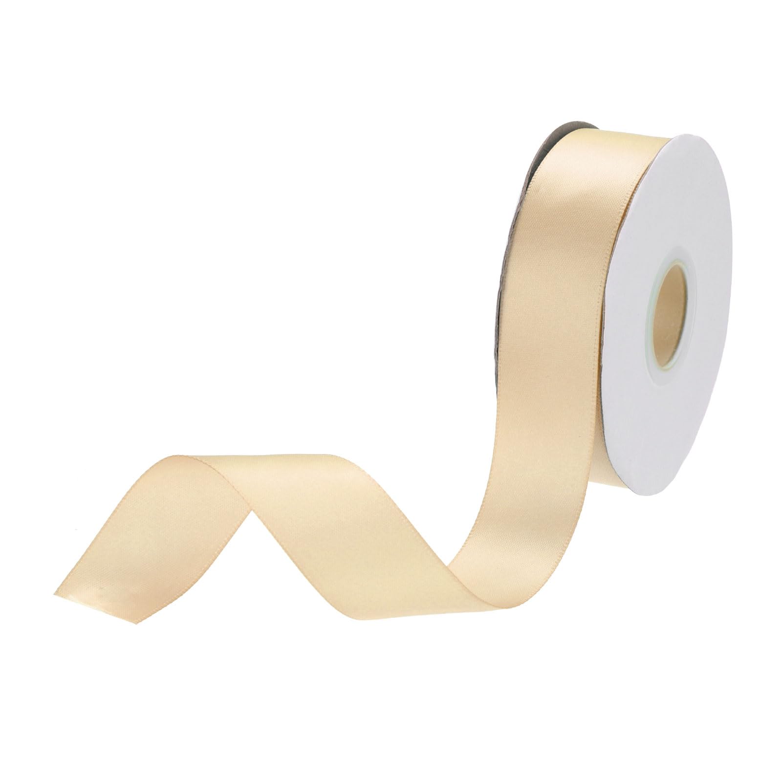 DMiotech 25mm Satin Ribbon 23m/75ft Thin Double Face Fabric Grosgrain Ribbon for Gift Wrapping Floral Hair Flower Bouquet, Champagne