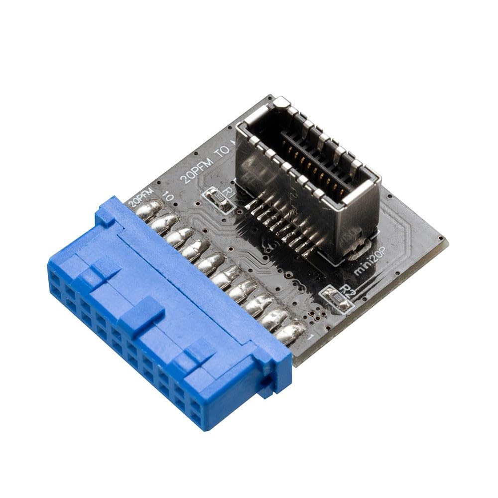 Akasa 20-pin USB 3.1 Internal Connector | Convert USB 3.0 19-pin Motherboard Header to USB 3.1 20-pin Key A Connector | 5 Gbps Transfer Speeds | USB Internal Adapter | AK-CBUB51-BK