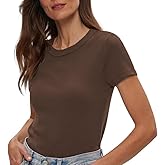 Michael Stars Women's Fitted Lexy Tee - Short Cap Sleeve, High Crew Neck