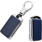 SANRILY 1Pcs Keyless Metal Leather Key Case Shell for Volvo S90 S60 V60 XC40 2020 XC90 t5 XC60 2021 Key Replacement Cover with Keychain-Blue