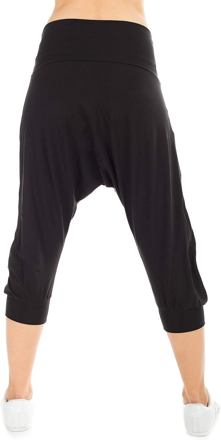 Winshape Women's The Wave 3/4 Harem Trousers, Womens, WBE10-SCHWARZ-GREY-XS, schwarz/Grey melange, XS - Image 3