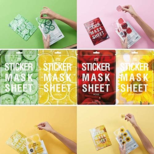 [MASK BOOK] STICKER MASK SHEET ( Slice Mask Sheet ) - Body & Face Sheet Mask - 4PACKS - 48 PATCHES (Lemon+Cucumber+Rose+Sunflower)