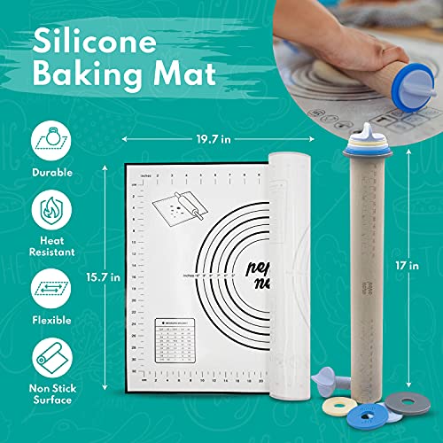 Pepe Nero Adjustable Wood Rolling Pin Set Rolling Pin with thickness