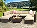 PHI VILLA Outdoor Sofa- Patio Wicker Furniture Set (9-Piece, Beige)