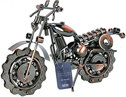 ZOVIE Creative Hand Soldering Wrought Iron Motorcycle Model Bronze Tone Metal Moto Collection Simple Modern Home Decor Ornaments for Motocycle Lovers