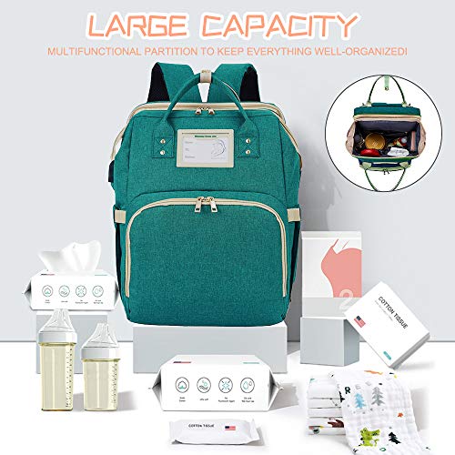 Diaper Bag Backpack with Foldable Baby Bed, Portable Travel