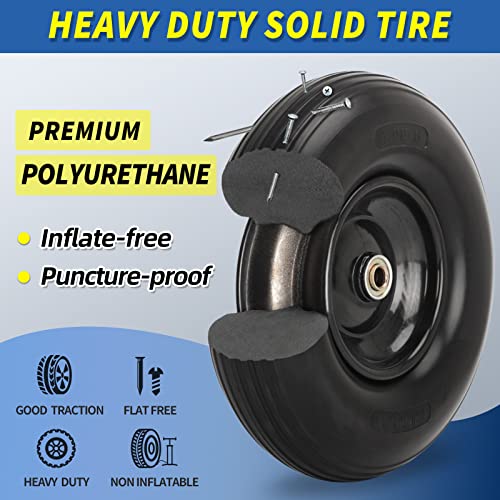 GICOOL 4.00-6 Wheelbarrow Tire, 13" Flat-free Solid Tire and Wheel, with 5/8" or 3/4" Bearings, 1.75" Centered Hub for Wheelbarrow/Wagon/Trolley/Garden Scooter Cart