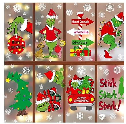 RMMD Christmas Window Stickers Decorations, 8 Sheets Large Double Sided Christmas Window Clings for Glass Window Christmas Snowflake Window Decal for Xmas Holiday Home School Office Decorations — image 1