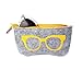 3 Pack Eyeglass Case Pouch, Polersun Portable Soft Felt Sunglasses Case Zipper Ultra Light Glasses Makeup Storage Pouch (Black+Yellow+Pink)
