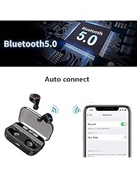 Wireless Earbuds, BLZK Latest Bluetooth 5.0 True Wireless Bluetooth Earbuds, with bass 3D Stereo Sound Wireless Headphones, Built-in Microphone LED Digital Shows Charging Charge (Black)