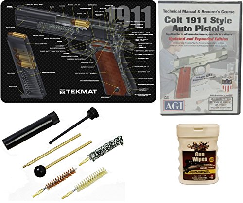 Ultimate Arms Gear Gunsmith & Armorer's Cleaning 1911 Cutaway Color 3D Gun Mat + Pistol Cleaning Kit + AGI DVD Colt 1911 .45 Auto Pistols Armorer's Course + Gun Wipes