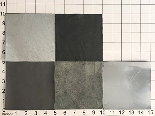 Gray Italian Leather for crafts: Gray and Metallic Leather Sheets 5x5 in/~2oz
