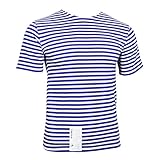Genuine Russian Paratrooper TELNYASHKA T-Shirt - Light Blue Striped Short Sleeved Top