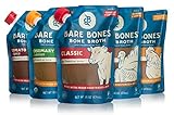 Bare Bones Bone Broth for Cooking and Sipping Sampler, 100% Grass-Fed and Pasture Raised, Organic, Protein and Collagen Rich, Keto Friendly, Flavor Variety, 16 oz, Pack of 5