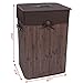 SONGMICS Bamboo Laundry Basket Folding Hamper with Lid and Liner Laundry Storage Rectangular Dark Brown ULCB10K