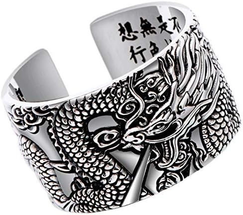 Beydodo 925 Sterling Silver Ring Medium/Large Dragon Partner Rings Vintage Men's Ring Silver