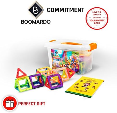 BOOMARDO 108 Pieces Creative Magnetic Building Blocks Set for Boys Girls Magnetic Tiles Stacking Blocks Preschool Educational Construction Kit Magnet Intelligent Toys for Toddlers Kids Children