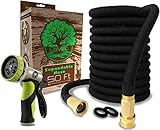 Flexible Garden Hose 50 Ft by LOVEL | Expandable Hose 50 Ft , Hose Nozzle 9 Settings, Brass Fittings. Enjoy Watering With Your Water Hose, Quick Connect Hose For All Uses. Expands 3X, High pressure
