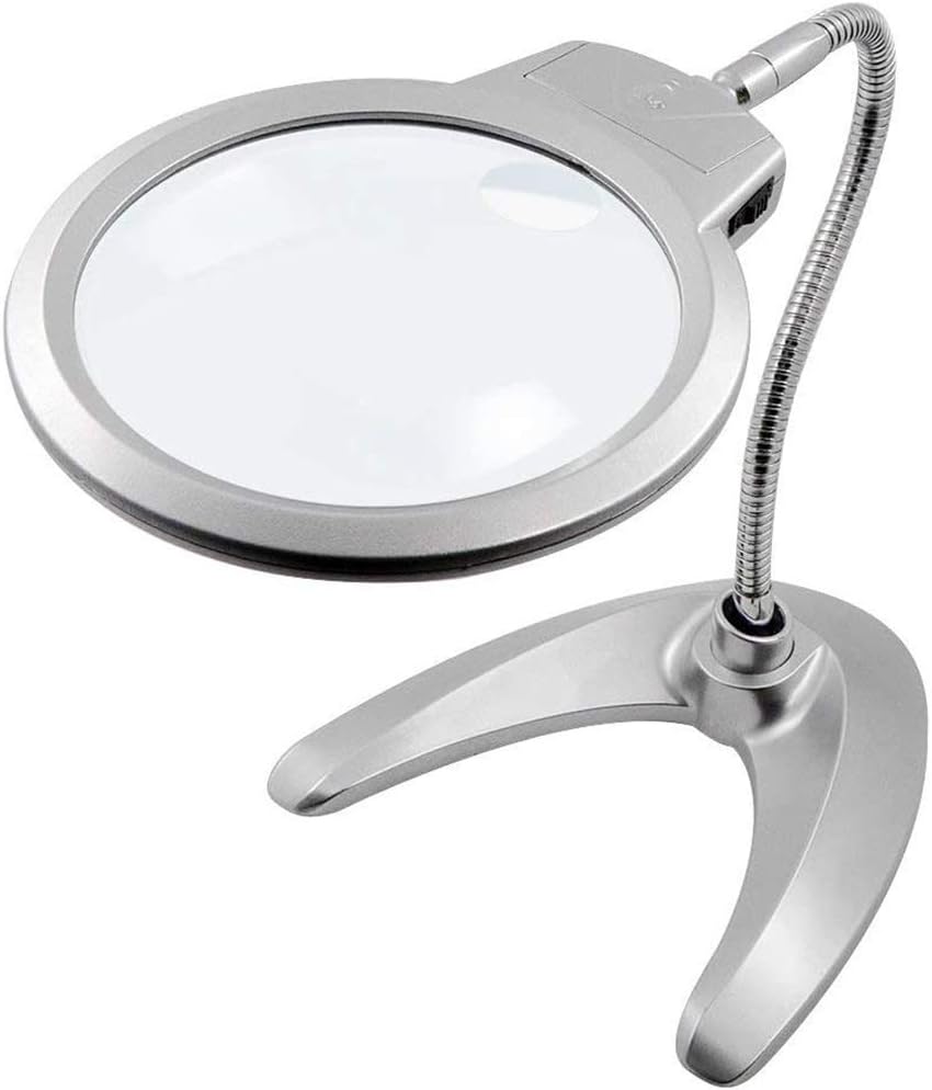 High Optical Desktop Magnifier, LED Gooseneck Lights HandsFree Light 2