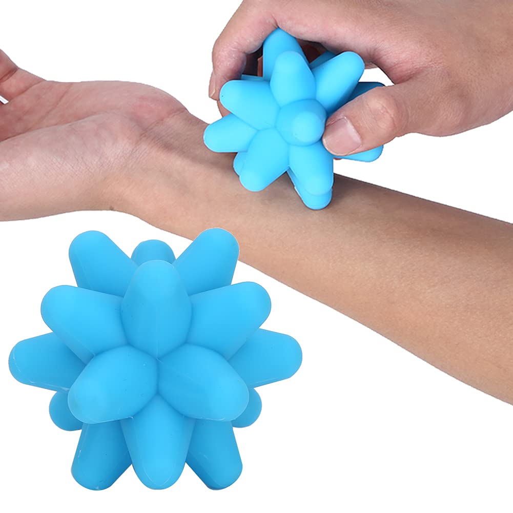 Spiky Massage Balls, 2 Colors Acupoint Physical Massage Balls, Lacrosse Ball Roller Set Perfect for Foot Massage, Deep Tissue Massage, Trigger Point (Blue)