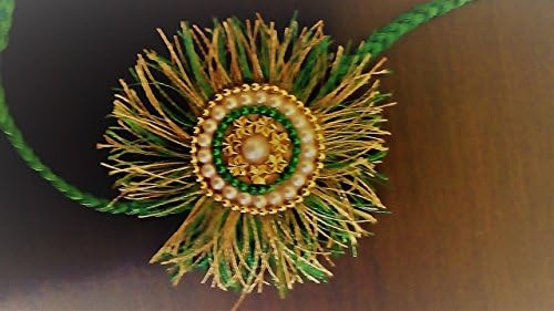 Green and Gold Silk Thread Rakhi