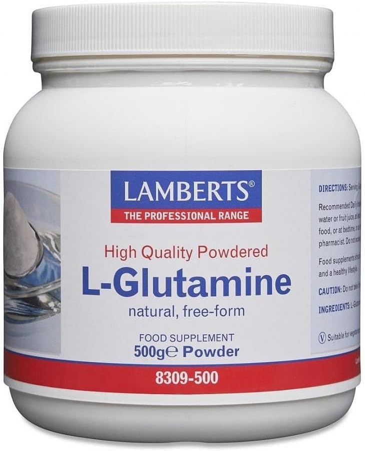 Lamberts L-Glutamine Powder 500g Vegan Mild Tasting Easy Mix