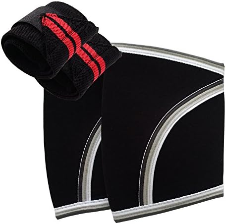 Elbow Compression Sleeves (1 Pair) W/ Wrist Wraps - Elbow Brace Support for Weightlifting, Powerlifting, Cross Training &amp; Tennis, Bench &amp; Tendonitis - Ohyeahus 5mm Neoprene for Women &amp; Men (Large)