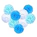 eBoot Tissue Paper Pom Poms Flower For Wedding Party Decoration, 10 Inch, Pack of 9