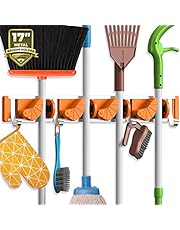 Holikme Mop Broom Holder Wall Mount Metal Pantry Organization and Storage Garden Kitchen Tool Organizer Wall Hanger