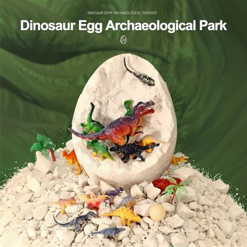 Dinosaur Egg Dig Kit Toys, DMG Large Fossil Excavation Set with 12 PCS 2.5 Inch Dinosaurs, Medical Grade Plaster & Eco Plastic Tools, Adventure Map Board Game for Kids Archaeology Play