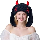 Knit Beanie Hats Cute Bunny Long Ears Funny Hat Winter Cap Warm Knit Rabbit Crochet Skull Cap Outdoor Slouchy Hat ski hat