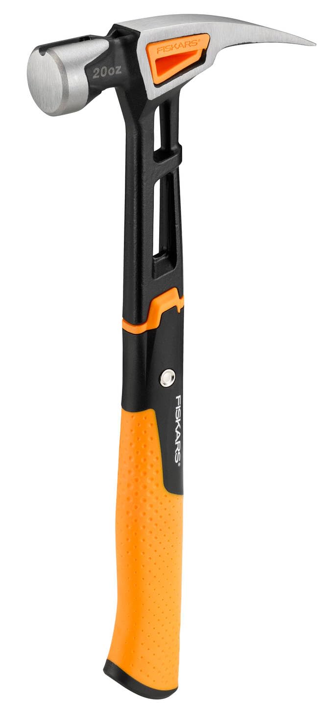 Fiskars Universal Hammer IsoCore XL for driving Nails, Length: 39 cm, Weight: 0.95 kg, Black/Orange, 1020215