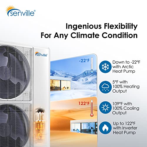 Senville 4 Ton Central Air Conditioner Heat Pump Split System, 48,000 BTU, Inverter, Variable Speed, 10KW AUX, 208/230V