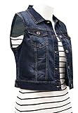 Women's Denim Vest Stretchy Nice Stone Washed W Hand sanding Dark M