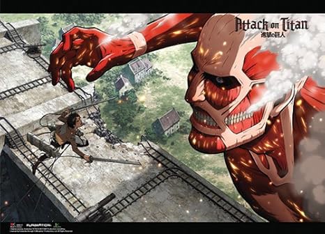 photo Titan Colosal Wall attack on titan wall scroll new eren vs colossal titan wall art ge60227