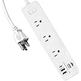 WBM SMART Power Strip 5.9 ft 10 A, Extention Cord Socket with 2 USB Ports and 1 Type C Plug, ETL Certified, Multi Outlet Extender for Home, Office, and Dorm Room