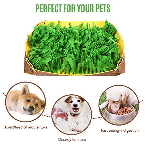 PrimePets Snuffle Mat for Dogs - Pet Interactive Nosework Feeding Mat for Indoor & Outdoor - Anti-Slip Washable Activity Pad for Boredom, Foraging Skills Training