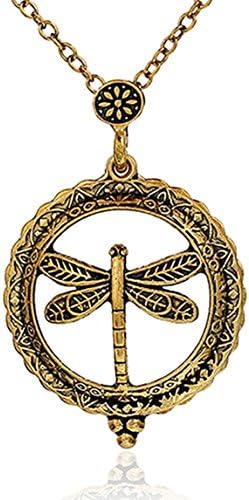 Best Wing Jewelry "Dragonfly" Gold-tone 5X Magnifying Glass Pendant Long Chain Necklace (61.5 cm)