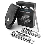 Nail Clipper Set - Ultra Sharp Fingernail & Toe Nail Clippers with Nail File and Leather Travel Pouch by AKOUA