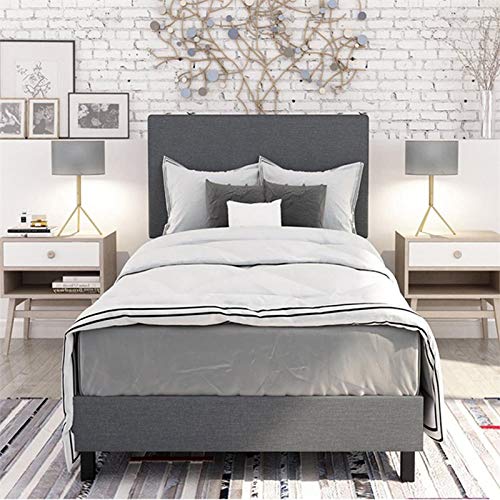 DHP Janford Upholstered Platform Bed with Modern Vertical Stitching on