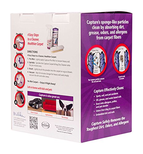 Capture Carpet Dry Cleaning Kit 100 - Resolve Allergens Stain Smell Moisture from Rug Furniture Clothes and Fabric, Mold Pet Stains Odor Smoke and Allergies Too