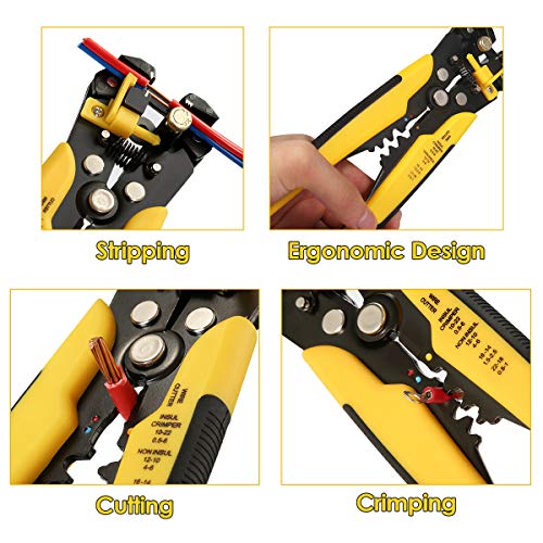 Wire Stripper Automatic Wire Stripping Tool Self-adjusting Cutter Crimper Multi Pliers,With cutting,crimping,stripping function , Equipped with multi-function screwdriver tools