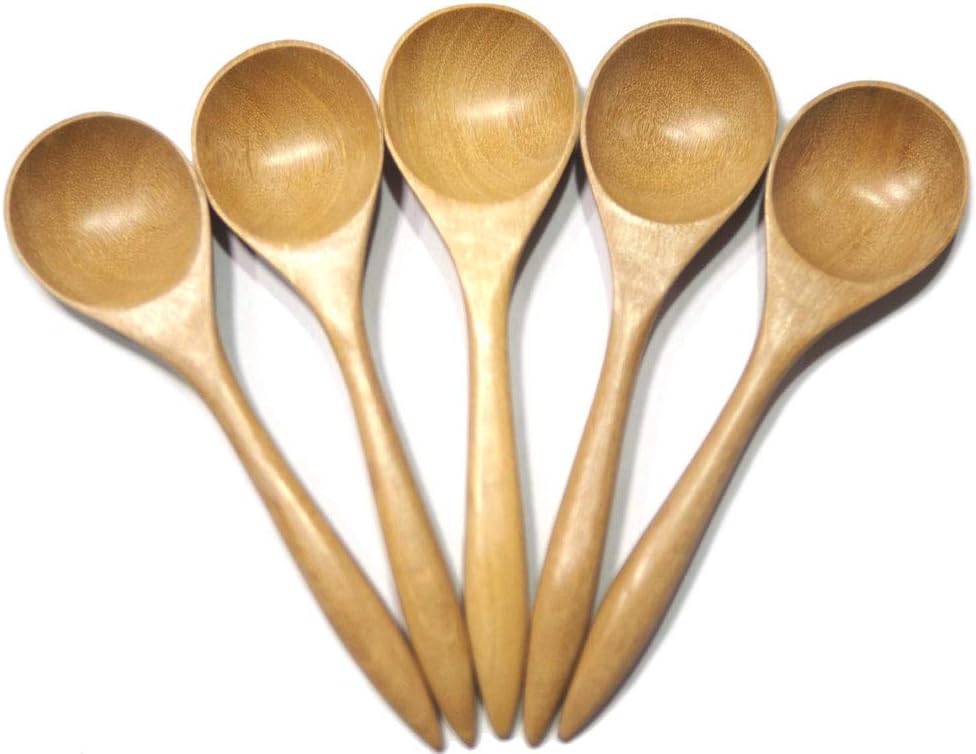 Wooden Utensil 5 Wood Ladle Soup Spoon 6" Medieval set Kitchen Accessory Thailand Handcraft