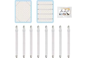 QOECYCTH 8Pcs Adjustable Bed Sheet Straps Clips, Elastic Mattress Sheet Fasteners Holder and Suspenders, Grippers to Hold Sheet, Mattress, Sofa, Couch, Table Cloth, Recliner Ironing Board Cover and More