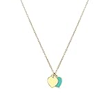 ShTQior Gold Double Mini Heart Tag Pendant Necklace